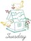 Aunt Martha's; Aunt Martha's Bird Houses 3922 days of the week embroidery iron on pattern; Category:Cross Stitch & Embroidery; Image:3
